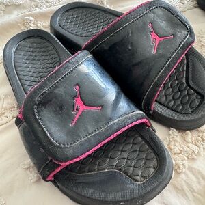 Jordan Black and Pink Slide Sandals Sporty Comfort
